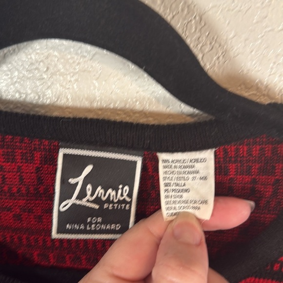 Lennie Nina Leonard Red & Black Cardigan Look Sweater Built In Shell Size Sm P - Picture 4 of 7